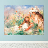 Meisjes in de gras die een Bouquet regelen Canvas Afdruk (Insitu (Houten vloer))