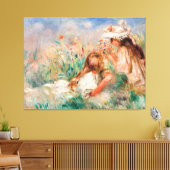 Meisjes in de gras die een Bouquet regelen Canvas Afdruk (Insitu (Woonkamer))