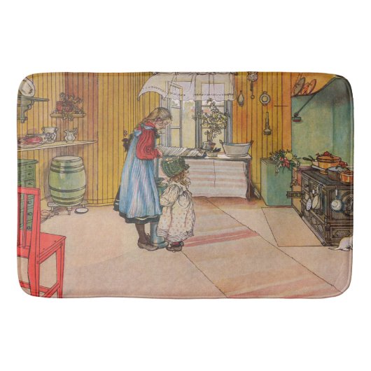 Meisjes in de keuken (klassieke Zweedse kunst) Badmat (Voorkant)