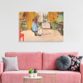 Meisjes in de keuken (klassieke Zweedse kunst) Canvas Afdruk (Insitu (Woonkamer))