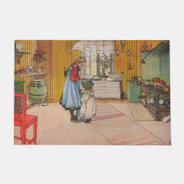 Meisjes in de keuken (klassieke Zweedse kunst) Deurmat