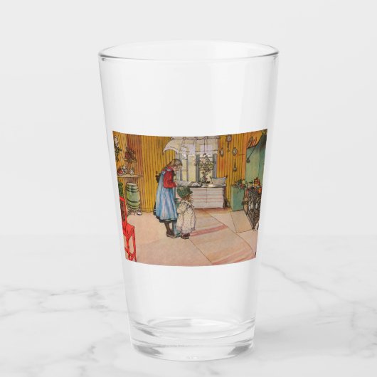 Meisjes in de keuken (klassieke Zweedse kunst) Glas (Voorkant)