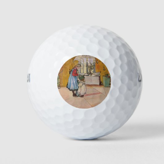 Meisjes in de keuken (klassieke Zweedse kunst) Golfballen (Voorkant)
