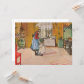 Meisjes in de keuken (klassieke Zweedse kunst) Kaart (Voorkant / Achterkant in situ)