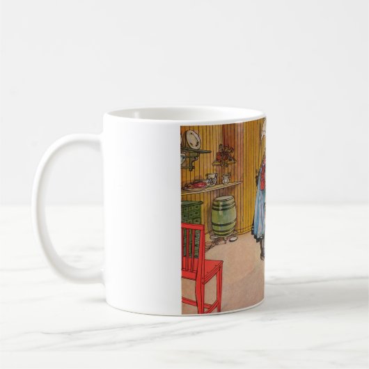 Meisjes in de keuken (klassieke Zweedse kunst) Koffiemok (Links)