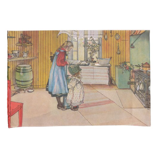 Meisjes in de keuken (klassieke Zweedse kunst) Kussensloop (Voorkant-Rechts)