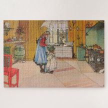 Meisjes in de keuken (klassieke Zweedse kunst)