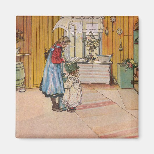 Meisjes in de keuken (klassieke Zweedse kunst) Magneet (Voorkant)