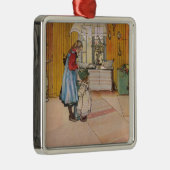 Meisjes in de keuken (klassieke Zweedse kunst) Metalen Ornament (Rechts)