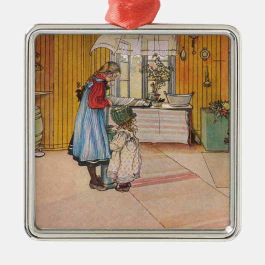 Meisjes in de keuken (klassieke Zweedse kunst) Metalen Ornament (Voorkant)