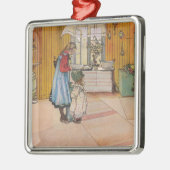 Meisjes in de keuken (klassieke Zweedse kunst) Metalen Ornament (Links)