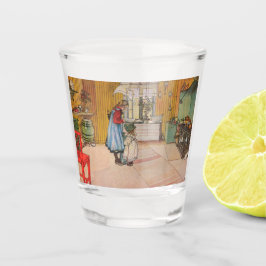 Meisjes in de keuken (klassieke Zweedse kunst) Shot Glas
