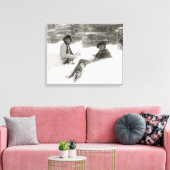 Meisjes in de sneeuw, 1922 canvas afdruk (Insitu (Woonkamer))