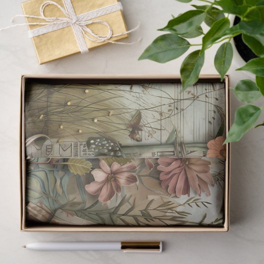 Meisjes in de tuin decoupage tissuepapier (Geschenk)