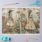 Meisjes in de tuin decoupage tissuepapier (Craft)