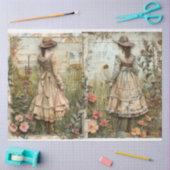 Meisjes in de tuin decoupage tissuepapier (Craft)