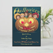 meisjes in de uitnodiging van Pumpkin Halloween (Staand voorkant)