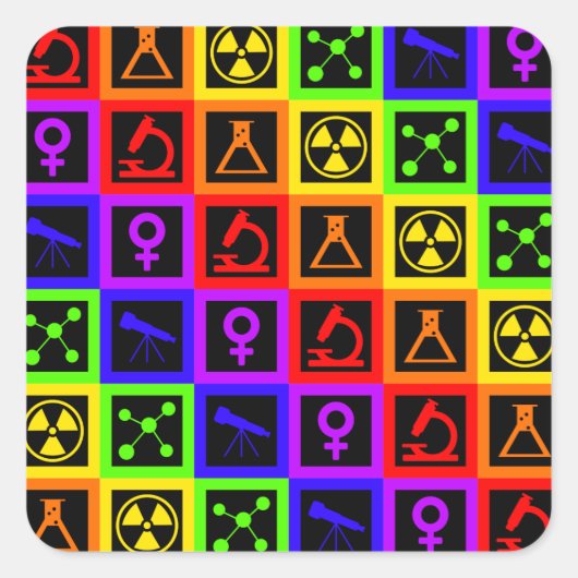 Meisjes in de wetenschap vierkante sticker (Voorkant)