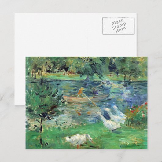 Meisjes in een boot met ganzen van Berthe Morisot Briefkaart (Voorkant / Achterkant)