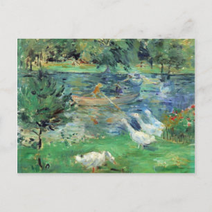 Meisjes in een boot met ganzen van Berthe Morisot Briefkaart