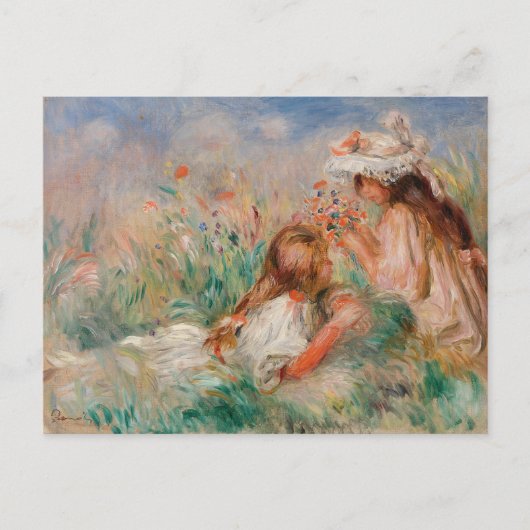 Meisjes in het gras | Pierre-Auguste Renoir Briefkaart (Voorkant)