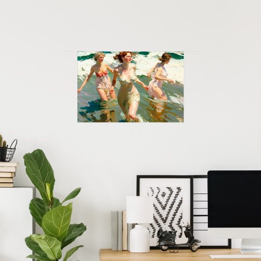 Meisjes in het surf poster (Thuiskantoor)