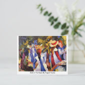 Meisjes in open stand tegen August Macke Briefkaart (Staand voorkant)