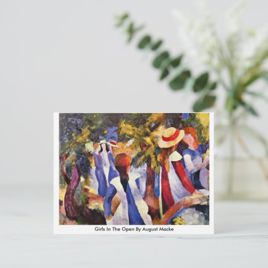 Meisjes in open stand tegen August Macke Briefkaart (Staand voorkant)