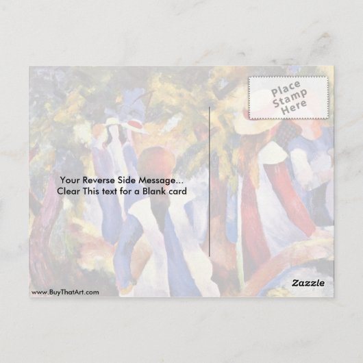 Meisjes in open stand tegen August Macke Briefkaart (Achterkant)