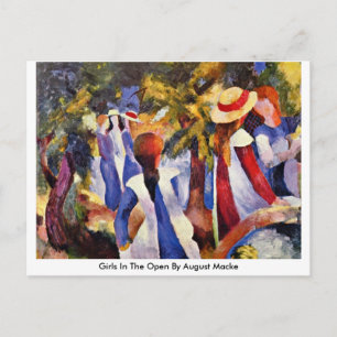 Meisjes in open stand tegen August Macke Briefkaart