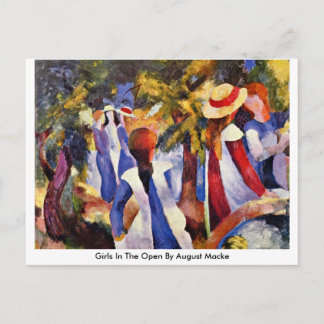 Meisjes in open stand tegen August Macke Briefkaart