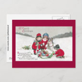 Meisjes in rode jassen met dolls briefkaart (Voorkant / Achterkant)