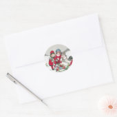 Meisjes in rode jassen met dolls ronde sticker (Envelop)