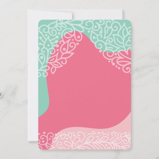 Meisjes in Roze en Zee Groen met Cross Baptisme Kaart (Achterkant)