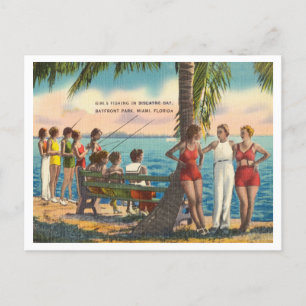  meisjes in zwemkleding Vist Miami Nederland Briefkaart