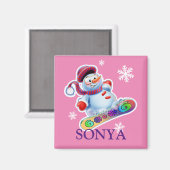 Meisjes initiaal Snowboarding sneeuwfridge magnet (Voorkant / Achterkant)