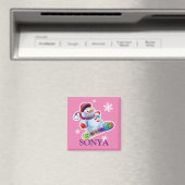 Meisjes initiaal Snowboarding sneeuwfridge magnet (Insitu (Vaatwasser))
