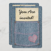Meisjes Jeans Pocket Party Invitations Kaart (Voorkant / Achterkant)