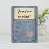 Meisjes Jeans Pocket Party Invitations Kaart (Staand voorkant)