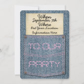 Meisjes Jeans Pocket Party Invitations Kaart (Achterkant)