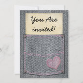 Meisjes Jeans Pocket Party Invitations Kaart (Voorkant)