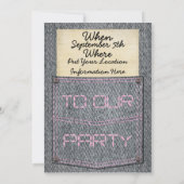 Meisjes Jeans Pocket Party Invitations Kaart (Achterkant)