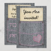 Meisjes Jeans Pocket Party Invitations Kaart (Voorkant / Achterkant)