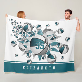 meisjes jersey nummer basketballen sterren blauwgr fleece deken