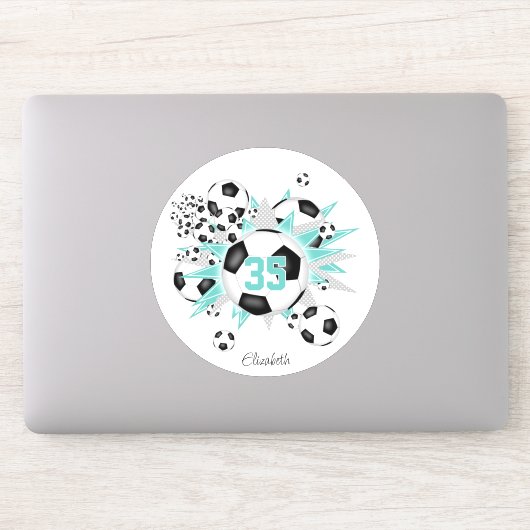 Meisjes Jersey nummer voetballen licht blauwgroen Sticker (Computer)