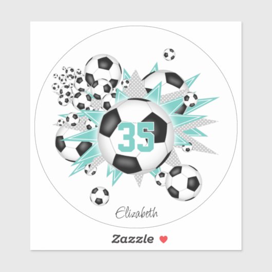 Meisjes Jersey nummer voetballen licht blauwgroen Sticker (Vel)
