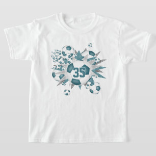 Meisjes Jersey Nummer voetballen Sterren blauwgroe T-shirt