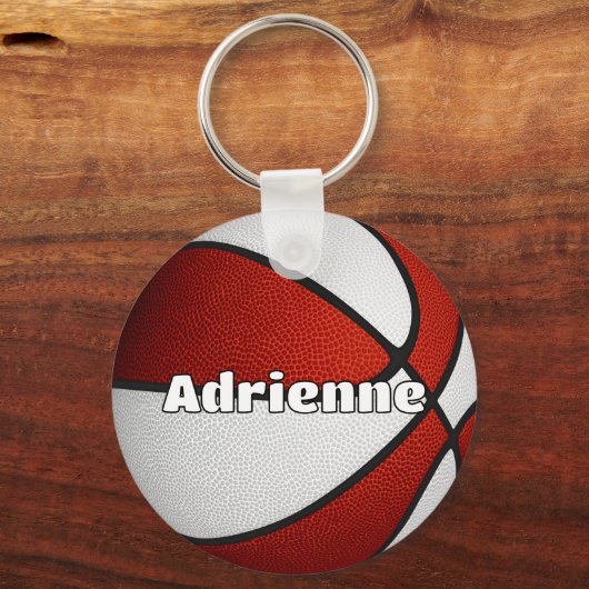 Meisjes Jongens Basketbal Rood Team Kleuren Sleutelhanger (Achterkant)