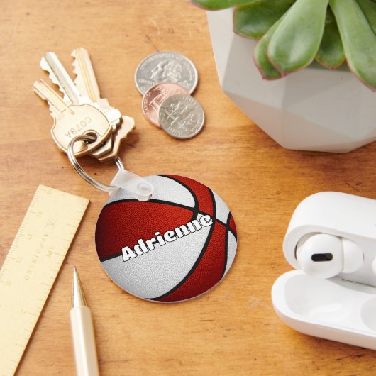 Meisjes Jongens Basketbal Rood Team Kleuren Sleutelhanger (Bureau)