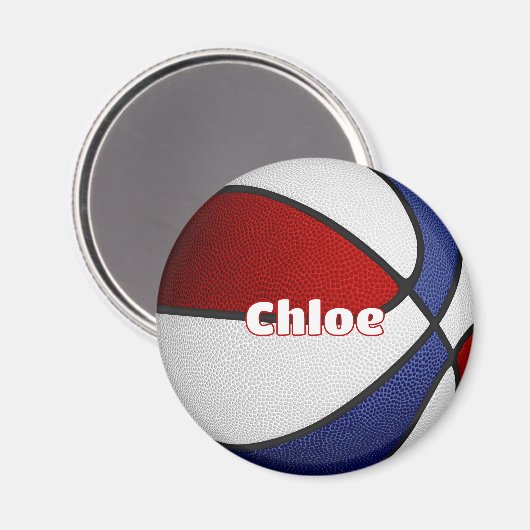 Meisjes Jongens Basketbal Rood Wit Blauw Team kleu Magneet (Voorkant / Achterkant)